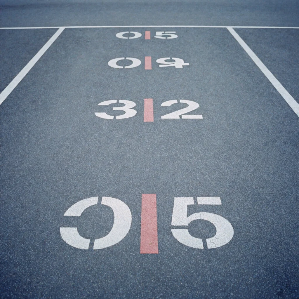 Close crop of a faded asphalt parking boundary with painted coord